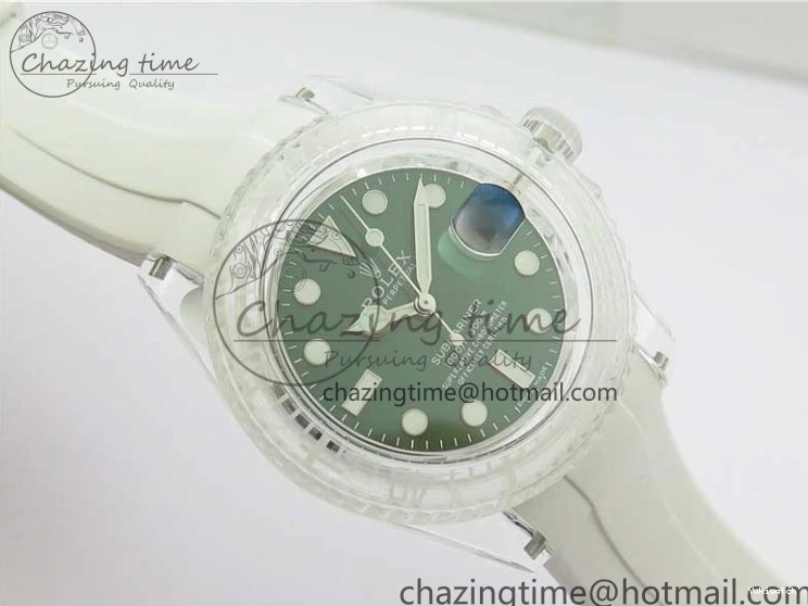 Dial Strap White Green Submariner on VR3135 3AF Transparent Best Phantomlab Edition Rubber 0217
